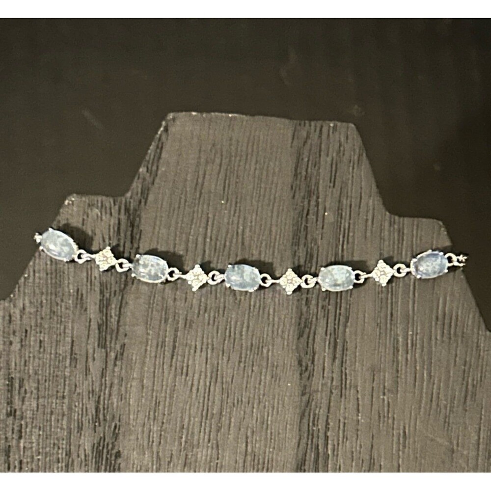 Aquamarine and CZ Bracelet Stainless Steel